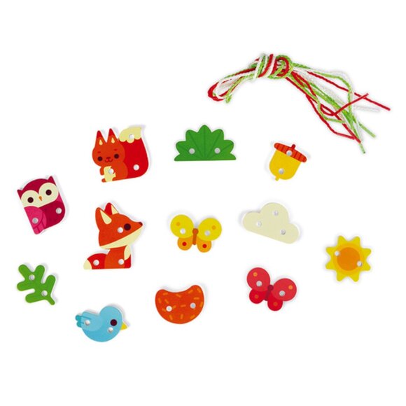 Janod Wooden Lace-up Tree -Hand-Eye Coordination Toy For Age 3+ New in Box - Picture 6 of 15